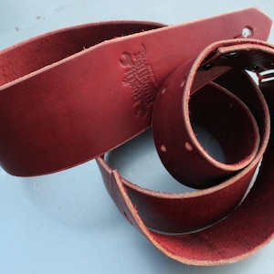 Ox Blood Red Leather Guitar Strap With A Clean and Simple Design - Custom Guitar - Made in USA - Strong Guitar Strap