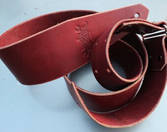 Ox Blood Red Leather Guitar Strap With A Clean and Simple Design - Custom Guitar - Made in USA - Strong Guitar Strap