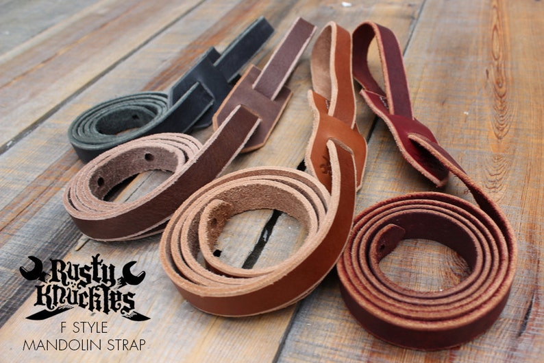 F Style Mandolin Strap Made With Black Leather for Bluegrass Etsy