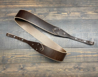 Dark Brown Leather Banjo Strap Handmade In The USA For The Musician That Loves Country, Americana, Bluegrass and Roots Music