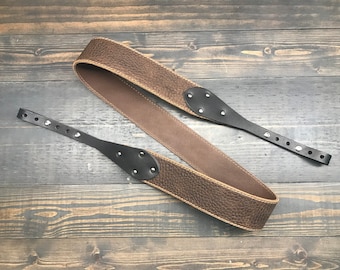 Custom Brown Leather Banjo Strap For The Musician That Loves Country, Americana, Bluegrass and Roots Music | Handmade In The USA | Musician