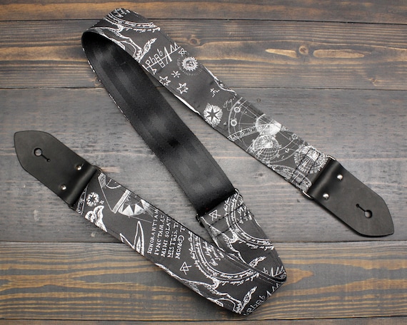 Guitar Strap With Esoteric Astronomy Illustration Made on Custom