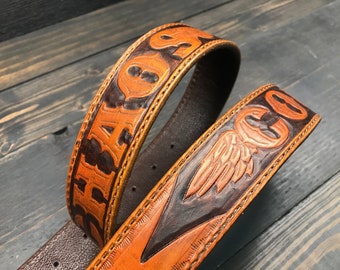Personalized Custom Leather Belt | Handcrafted Belt that is a Great Gift for Guys, Anniversary Gift, Gift for Dad | Your Name on a Belt