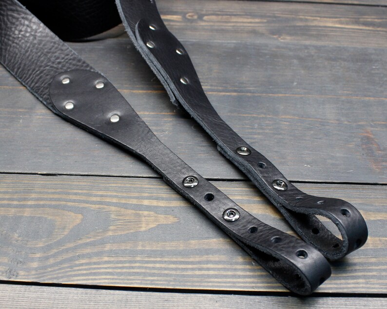 Custom Black Leather Banjo Strap For The Musician That Loves Country, Americana, Bluegrass and Roots Music Handmade In The USA Musician image 4