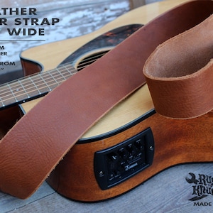 Light Brown Custom Leather Guitar Strap | Guitar Strap for Electric, Acoustic, Bass, Dobro | High Quality | Gift for Musician | Made in USA