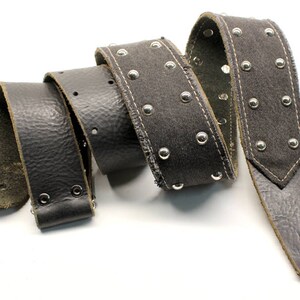 Black Leather Guitar Strap With Denim and Studs | Punk Rock Design ...