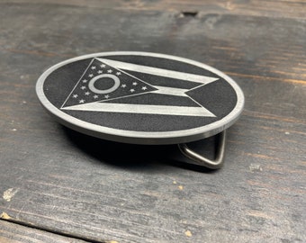 Hebilla de cinturón personalizada con la bandera del estado de Ohio - Hebilla resistente - Orgullo estadounidense - Regalos para hombres - Hecha para durar, hecha a mano en EE. UU.