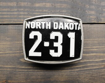 North Dakota Vintage Plate Heavyweight Metal Belt Buckle | Unique | State | Metal Buckle