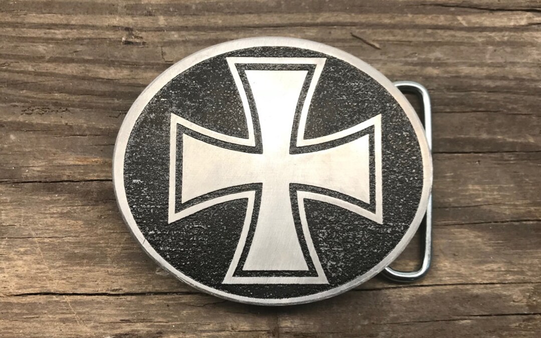 Custom Iron Cross Belt Buckle With Knights Templar Symbol Christian