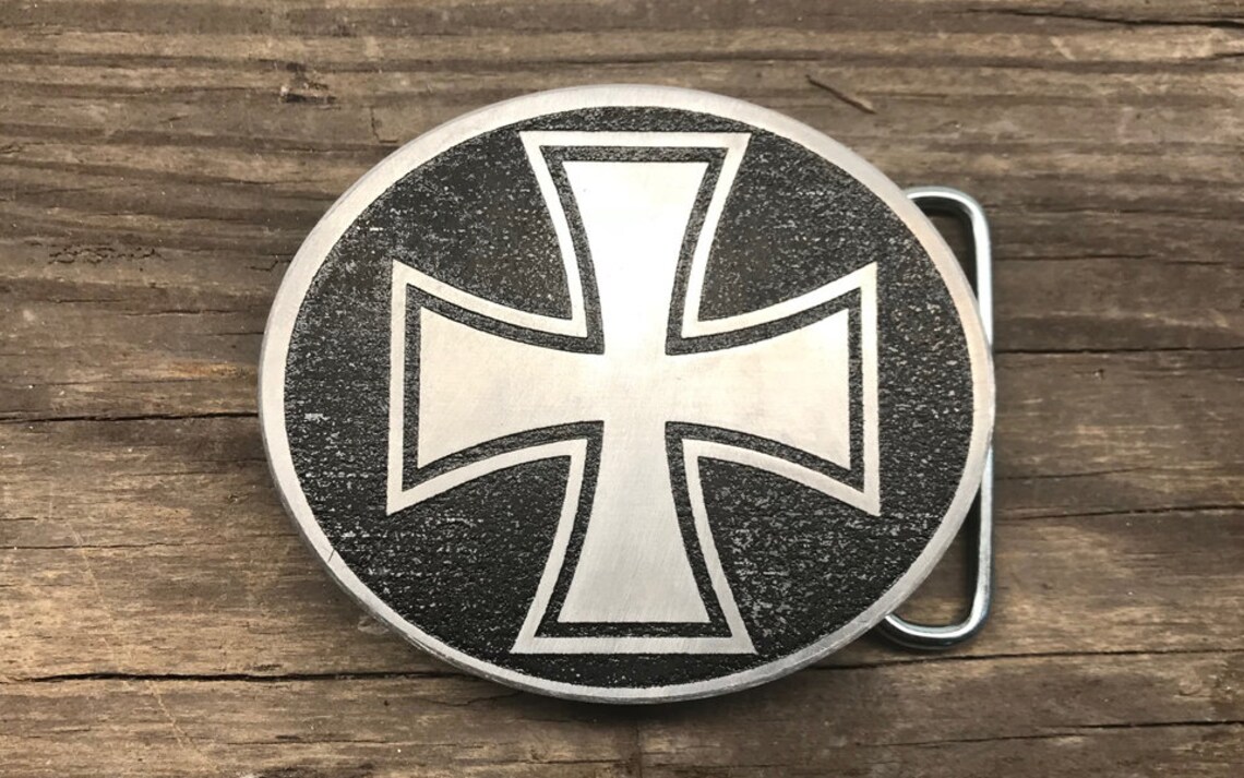 Custom Iron Cross Belt Buckle With Knights Templar Symbol