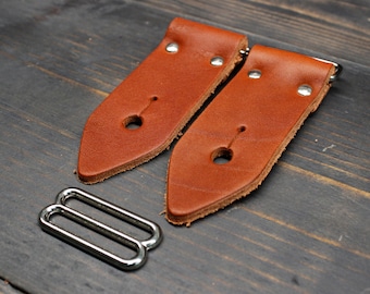 Guitar Strap Kit In 1.5 inch Wide Chestnut Brown Leather Ends - Do it Yourself - Guitar Strap Kit, Made In USA