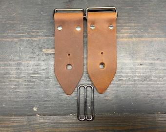 Guitar Strap Kit In 1.5 inch Wide Bark Brown Leather Ends - Do it Yourself - Guitar Strap Kit, Made In USA