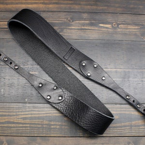 Custom Black Leather Banjo Strap For The Musician That Loves Country, Americana, Bluegrass and Roots Music | Handmade In The USA | Musician