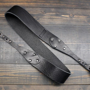 Custom Black Leather Banjo Strap For The Musician That Loves Country, Americana, Bluegrass and Roots Music Handmade In The USA Musician image 1