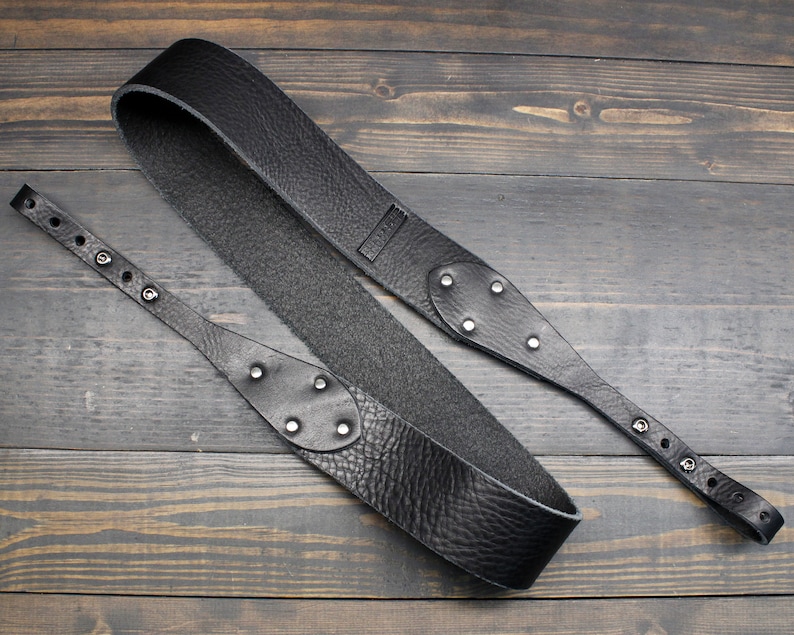 Custom Black Leather Banjo Strap For The Musician That Loves Country, Americana, Bluegrass and Roots Music Handmade In The USA Musician image 1