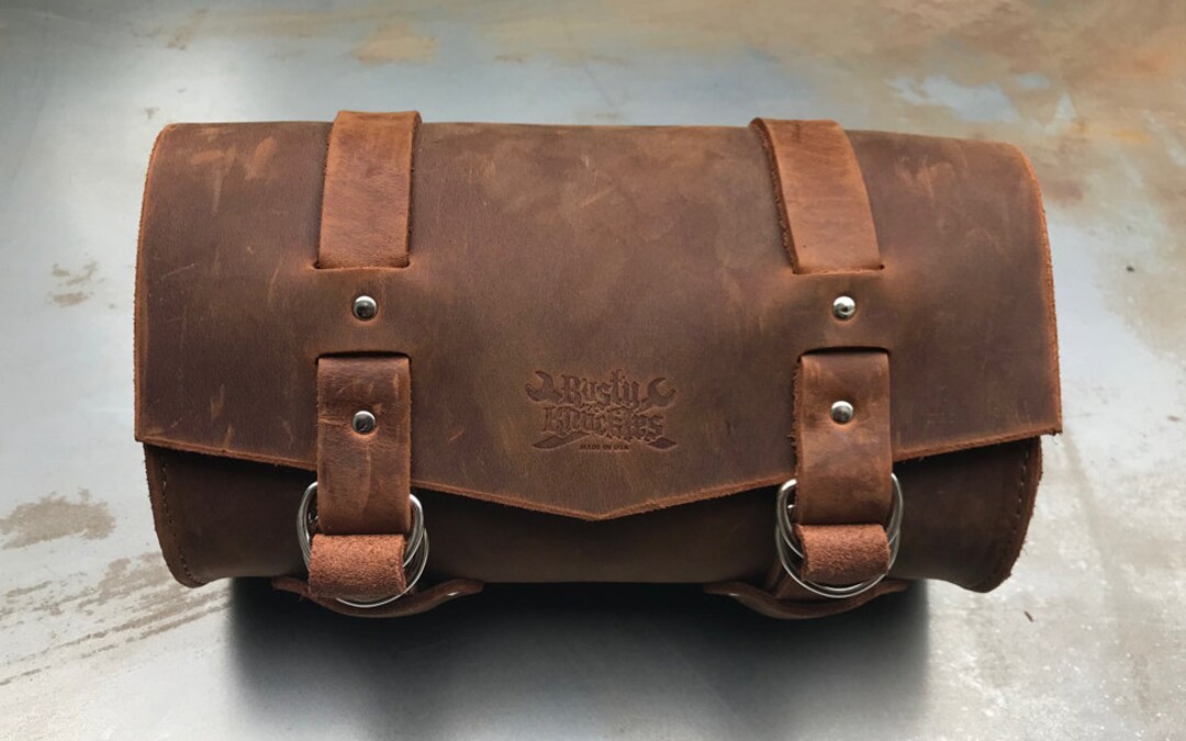 Custom Brown Leather Motorcycle Tool Bag Designed to Be the Perfect