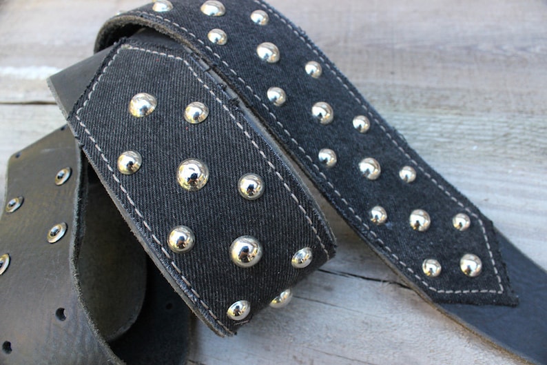 Guitar Strap Heavy Metal Style Made From Black Leather and Etsy