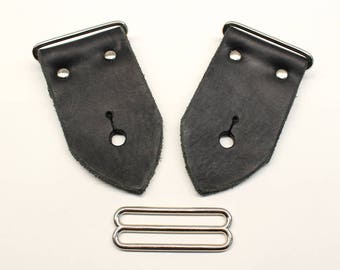 Guitar Strap Kit In 2 Inch Wide Black Leather For Electric Guitar, Bass and Acoustic Guitar - DIY Strap Kit, Made In USA