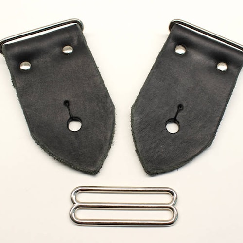 Kit de sangles de guitare en cuir noir de 5 cm de large pour guitare électrique, basse et guitare acoustique - Kit de sangles DIY, fabriqué aux États-Unis