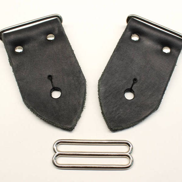 Guitar Strap Kit In 2 Inch Wide Black Leather For Electric Guitar, Bass and Acoustic Guitar - DIY Strap Kit, Made In USA