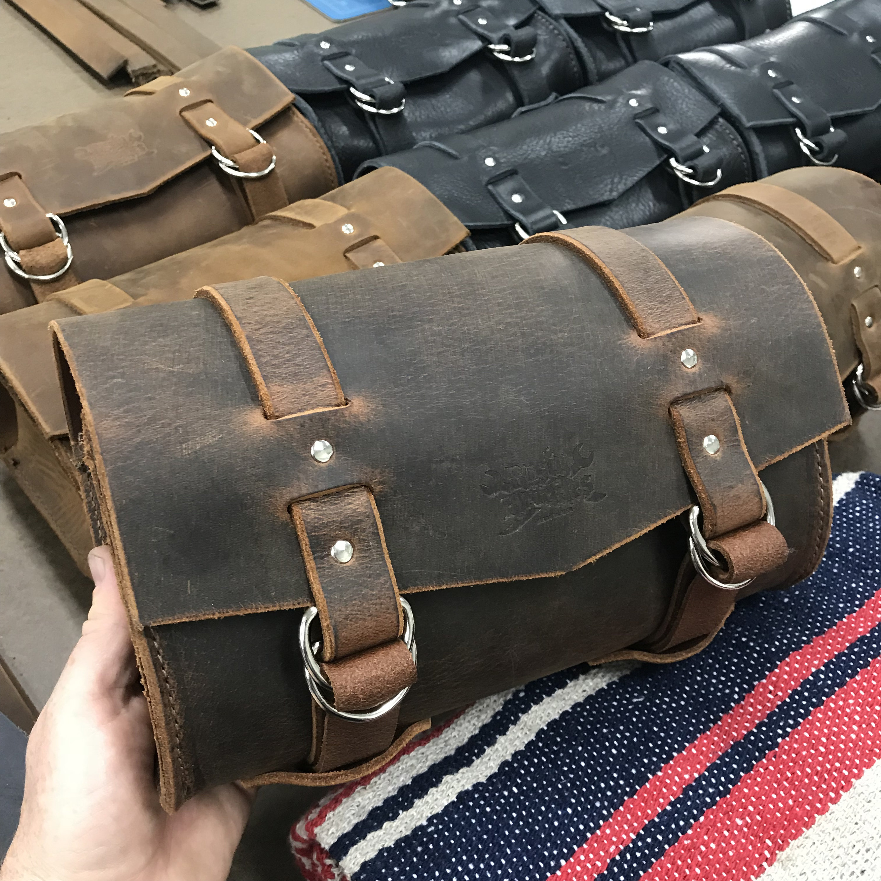 Custom Brown Leather Motorcycle Tool Bag Designed to Be the