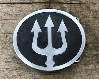 Trident Symbol Belt Buckle Made of Etched Metal Is A Nautical Spear and Iconic Image Portrayed By Poseidon - Neptune, The God Of The Sea
