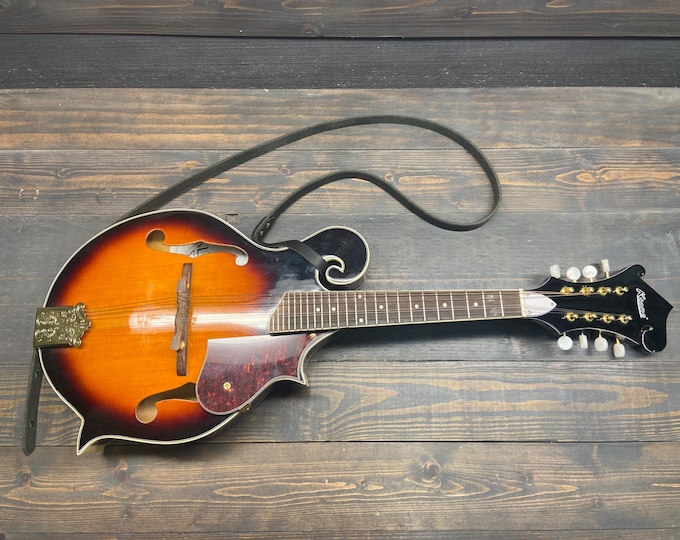 F Style Mandolin Strap Made In Black Leather for Bluegrass, Americana, Roots, Country Musician Gift