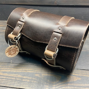 Dark Brown Leather Motorcycle Tool Bag Designed To Be The Perfect Accessory Bag For Your Harley Davidson, Indian Or Custom Bike