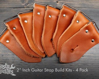 Gitaarriemset van 2 inch breed kastanjebruin leer voor elektrische gitaar, basgitaar en akoestische gitaar - DIY-riemset, gemaakt in de VS