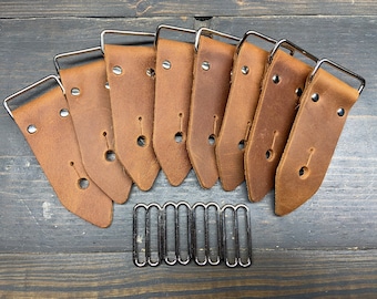 Guitar Strap Kits In 1.5 inch Wide Bark Brown Leather Ends - Make Your Own Custom Guitar Straps, Made In USA.