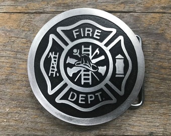 Fire Department Custom Belt Buckle, Made For Those Who Serve Their Community - Custom Metal Belt Buckle - Ladder House - Made in USA