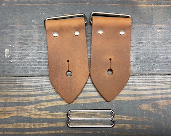 Guitar Strap Kit In 2 Inch Wide, Bark Brown Leather For Electric Guitar, Bass and Acoustic Guitar - DIY Strap Kit, Made In USA