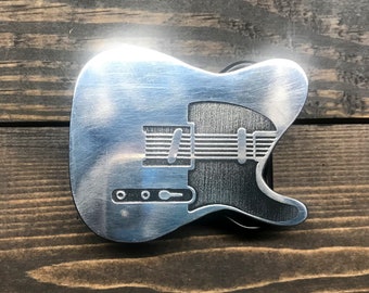 Telecaster Guitar Shape Belt Buckle That is Polished Metal - The Perfect Gift For The Musician - Guitar Belt Buckle - Made in USA