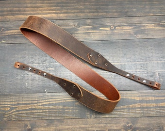 Banjo Strap In Buffalo Brown Leather, Handmade In The USA For The Musician That Loves Country, Americana, Bluegrass and Roots Music