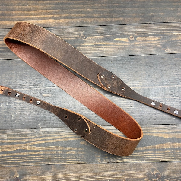 Banjo Strap In Buffalo Brown Leather, Handmade In The USA For The Musician That Loves Country, Americana, Bluegrass and Roots Music