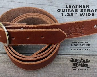 Guitar Strap, Skinny Leather, Chestnut Brown, Made In USA, Electric, Acoustic, Bass, Custom, Handmade, Gift, Country, Rock N Roll