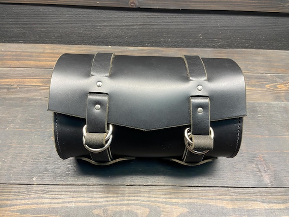 Borsa A Rotolo Porta Attrezzi In Pelle Nera Con Cinghie - Foto 6