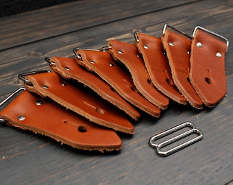 Guitar Strap Kits In 1.5 inch Wide Chestnut Brown Leather Ends - Make Your Own Custom Guitar Straps, Made In USA.