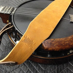 Custom Black Leather Banjo Strap For The Musician That Loves Country, Americana, Bluegrass and Roots Music Handmade In The USA Musician image 5