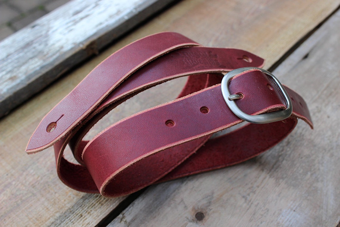 Narrow Leather Guitar Strap for Electric Acoustic Bass Etsy