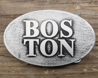 Boston Custom Metal Belt Buckle | Boston, Massachusetts | City Name | Your Name | Gift | Boston, Mass. | Custom Buckle | Great Gift