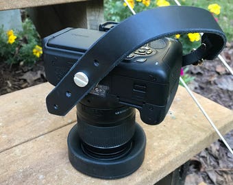 Black Leather Camera Hand Strap Made To Help Keep Your Favorite Camera Ready To Shoot The Perfect Image - Personalized Camera Strap