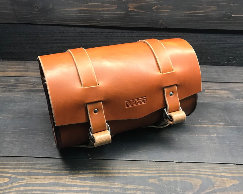 Tan Brown Leather Motorcycle Tool Bag Designed to Be the Etsy