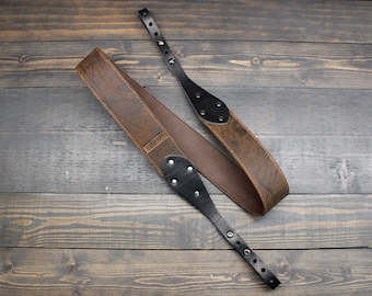 Banjo Strap in Wild Hog Brown Leather For The Musician That Loves Country, Americana, Bluegrass and Roots Music | Handmade In The USA