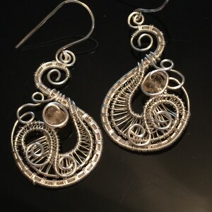 Silver and Citrine earrings, Wire Wrapped Jewelry Handmade,Twisted Wire Jewelry, unique earrings, Fair Trade Handmade Jewelry