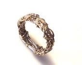 Crown of Thorns, Solid 14K White and Yellow Gold, Two Tone Ring, 4mm Wedding Band, Textured Ring, Unique Wedding Ring,