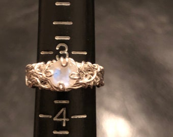 Moonstone Engagement Ring, Filigree Ring, Rustic Wedding, Crown of thorns Ring, Unique Engagement Ring, Affordable Engagement Ring