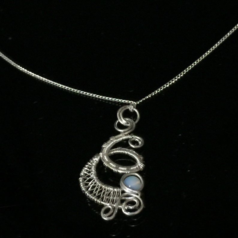 Wire Wrapped Jewelry Handmade Opal Necklace Unique Silver Etsy