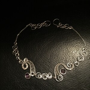 Wire Wrapped Jewelry Handmade, Fine Silver Jewelry, Amethyst Bracelet, Woven Wire Bracelet, Wire Jewelry