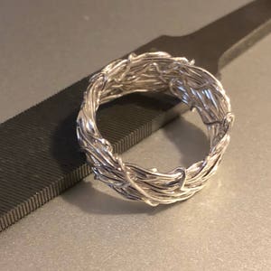 Crown of Thorns Weave Ring in sterling silver, Celtic Knot Ring, Renaissance Ring, Wire Woven Ring, Filigree Ring | MI Artist, AOA Jewelry